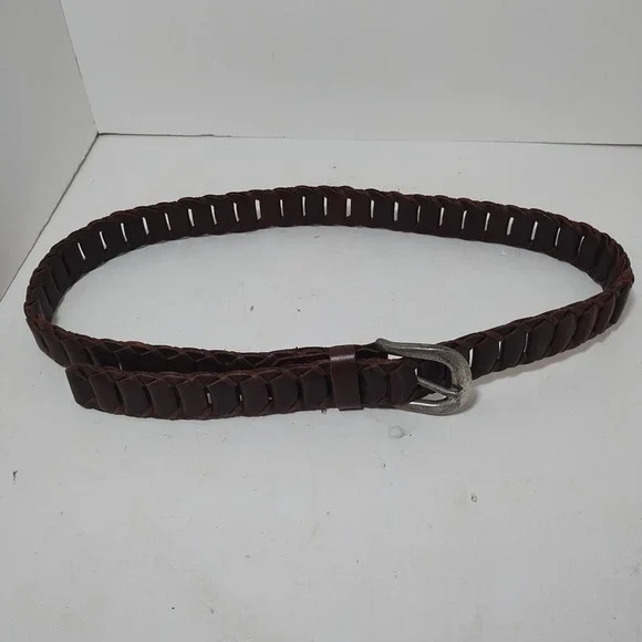 Reward By Bill Adler Brown Genuine Leather Belt Chain Link Size 36/90 - 28-43 - Picture 9 of 10